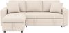 Sofa mit ausziehbarer Liegefläche, Sitzfläche 219,5 x 142,5 x 83 cm, Leinen, wechselbare Chaiselongue, Beige Bild 5