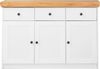 Homestyle4u Sideboard, Holz weiß / Eiche Massiv, 82 x 42 x 122,5 cm, Türen: 3 / Schubladen: 3 Bild 5