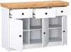 Homestyle4u Sideboard, Holz weiß / Eiche Massiv, 82 x 42 x 122,5 cm, Türen: 3 / Schubladen: 3 Bild 3