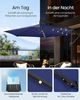 Songmics Sonnenschirm mit LED-Solar-Beleuchtung und Ständer, UPF 50+, Stahl Marineblau, Ø 300 cm Bild 2