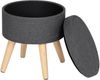 WOLTU® Sitzhocker mit Stauraum Fußhocker Aufbewahrungsbox, Deckel abnehmbar, Gepolsterte Sitzfläche aus Leinen, Massivholz, Dunkelgrau, SH08dgr-1 Bild 2