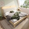 Polsterbett mit LED Licht Kopfteil in Eiche hell und Beige 180x200 cm mit Stauraum Bild 4