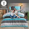 Buymax Bettwäsche Sara, Renforcé: 100% Baumwolle, 3 teilig, 200x220 cm, mit Reißverschluss, Streifen Gestreift Türkis Grau Schwarz Bild 4
