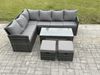 Fimous 8 Sitzer Outdoor Rattan Gartenmöbel-Set Ecksofa Länger Couchtisch Sets mit Terrassen 2 kleine Fußhockern Dunkelgrau gemischt Bild 2