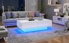 Couchtisch 115x55x34 cm, Hochglanz-Spanplatte, LED-Beleuchtung, 2 Schubladen,Weiß Bild 2