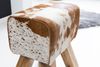 Design Turnbock Sitzhocker Ziegenfell Braun / Weiß 40 x 30 x 47 cm, Turnhocker Hocker Fellhocker Springbock, Beistellhocker Fußhocker Bild 5