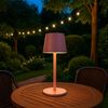 LED Tischleuchte, pink, Metall, Akku, Touchdimmer, H 28 cm Bild 2