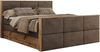 Doppelbett, Boxspringbett mit zwei Multipocket-Matratzen und ein Topper, Bettkästen, Eiche Wotan Holzrahmen, genähtes Kopfteil und Front - ALBERO 2 KING DUO - 140 x 200 cm - Braun Velours - H3 Bild 4