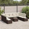 vidaXL Gartensofa-set mit Kissen 9 pcs Braun und Creme Polyrattan 3355897 Bild 3