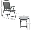 Outsunny Balkonset 3-teilig, aus Metall, mit klappbar Glastisch, Gartenstühlen, (Bistro-Set, 3-tlg, Wetterfest Gartenmöbel Set), Gartengarnitur, Dunkelgrau Bild 3