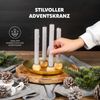 Kerzentablett mit 4 magnetischen Kerzenhaltern für Stabkerzen, Kerzenständer Metall/Holz, gold Bild 4