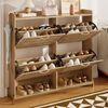 Merax 108cm Schuhschrank mit Türen aus Holzleisten – Flurschrank mit 4 Türen, Metallrahmen und Ablage – Platzsparender Schuh-Organizer, Holzfarbe Bild 5