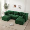 3-Sitzer Ecksofa H 69 x T 297 x B 177 cm aus Cord in Grün, modular kombinierbar, 74 cm Sitztiefe Bild 2