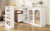 Um 360° drehbarer Bartisch (Hauptkörper 120 x 40 x 97 cm), moderner und einfacher weißer rotierender Ess- und Barschrank, multifunktionaler Aufbewahrungsschrank mit Glastür Bild 2