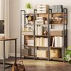 VASAGLE Bücherregal, Küchenregal, Standregal mit 6 offenen Regalebenen, Flur, Küche, Büro, stabiles Stahlgestell, Industrie-Design, 24 x 128 x 187,1 cm, vintagebraun-tintenschwarz Bild 3