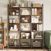 VASAGLE Bücherregal, Küchenregal, Standregal mit 6 offenen Regalebenen, Flur, Küche, Büro, stabiles Stahlgestell, Industrie-Design, 24 x 128 x 187,1 cm, vintagebraun-tintenschwarz Bild 2