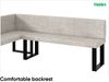 MEBLINI Eckbank für Esszimmer mit ausziehbarem Tisch - Küchenbank - Essecke - Sitzecke Küche - PETER - U-Beine 142x196x87cm Links - Beige Samt/B Schwarz Hochgl. Bild 5