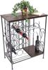 Weinregal mit Holzablage 12977 Flaschenregal mit Glashalter 83 cm Braun Metall Holz Flaschenhalter Weinschrank Regal Stehend Bild 4