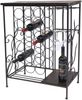 Weinregal mit Holzablage 12977 Flaschenregal mit Glashalter 83 cm Braun Metall Holz Flaschenhalter Weinschrank Regal Stehend Bild 3