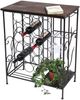 Weinregal mit Holzablage 12977 Flaschenregal mit Glashalter 83 cm Braun Metall Holz Flaschenhalter Weinschrank Regal Stehend Bild 5