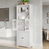 Badezimmerschrank Hochschrank Weiss 57x28 cm Feuchtigkeitsbeständig Lack mit Glas und Holz Türen Badmöbel 160cm Bild 4