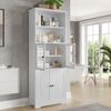 Badezimmerschrank Hochschrank Weiss 57x28 cm Feuchtigkeitsbeständig Lack mit Glas und Holz Türen Badmöbel 160cm Bild 5