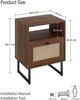 Boho Rattan Nachttisch mit Schublade und Regal, Goldrahmen, Braun Bild 2