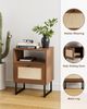 Boho Rattan Nachttisch mit Schublade und Regal, Goldrahmen, Braun Bild 5