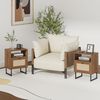 Boho Rattan Nachttisch mit Schublade und Regal, Goldrahmen, Braun Bild 4
