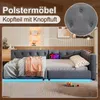 Schlafsofa mit LED-Beleuchtung, Lattenrost und Mehrfachsteckdose, 90x200 cm, Einzelbett, Polsterbett, Leinen Bild 5