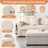Merax [5-Kissen-Supreme-Set] Moderne LED-Sofakombination, 3-Sitzer-Sofa + übergroßer abnehmbarer Ottoman, Beige Bild 5