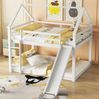 Bett 140x200 cm Haus-Etagenbett mit Rutsche und Leiter – zwei großzügige Liegeflächen für Kinderzimmer Bild 3