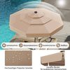 300 cm Sonnenschirm mit LED-Beleuchtung Beidseitig um 35° Knickbarer Gartenschirm Braun Bild 5