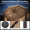 300 cm Sonnenschirm mit LED-Beleuchtung Beidseitig um 35° Knickbarer Gartenschirm Braun Bild 3