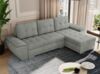 Universelles Ecksofa mit Schlaffunktion, Bettkasten und losen Kissen, gesteppte Sitzfläche - UMBRIA - Grau Stoff Bild 4