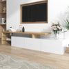 TV-Schrank 197,5 cm Weiß Hochglanz Holzoptik mit LED Beleuchtung, Lowboard mit Stauraum und Glasböden Bild 5