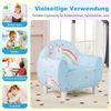 Kindersofa mit Rückenlehne &Armlehne Gepolsterter Kindersessel Einhorn Lesecouch Blau Bild 3