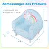 Kindersofa mit Rückenlehne &Armlehne Gepolsterter Kindersessel Einhorn Lesecouch Blau Bild 2