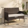 Outsunny Gartensofa 2-Sitzer Rattansofa, 1 Teile, Wetterfest, abnehmbarer Bezug, rutschfest Bild 3