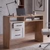 Schreibtisch HWC-P43, Bürotisch Computertisch, 3 Schubladen MDF 75x100x40cm ~ Wotan-Eiche-Optik, weiß Bild 1