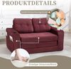 MODFU Sofa Rahmenloses Zweisitzer-Loungesofa aus Cordstoff mit Seitentaschen, Getränkehaltern und umbaubarem Sitzsack, gestepptes Design für maximalen Komfort Bild 3