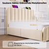 Polsterbett Einzelbett, gepolstertes Kopfteil mit goldenen Zierstreifen und ,USB Typ-C Ladefunktion 90*200 cm, Beige Leinen-Material Hydraulisches Lagerbett (Ohne Matratze) Bild 4