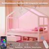 Merax Einzelbett, Jugendbett, Holzbett 90×190 cm, mit Schubladen und kleinem Schuhschrank, mit mehrfarbiger LED-Beleuchtung, Lattenrost, Weiß Bild 5