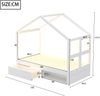 Merax Einzelbett, Jugendbett, Holzbett 90×190 cm, mit Schubladen und kleinem Schuhschrank, mit mehrfarbiger LED-Beleuchtung, Lattenrost, Weiß Bild 4