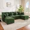 Merax Ecksofa U-förmiges Sofa aus Chenille-Stoff, 1 Teile, Modulares Couch Chenille-Sofa mit 2 abnehmbarem Fußhocker und 6 Kissen Bild 4
