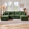 Merax Ecksofa U-förmiges Sofa aus Chenille-Stoff, 1 Teile, Modulares Couch Chenille-Sofa mit 2 abnehmbarem Fußhocker und 6 Kissen Bild 2