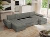 U-förmiges Ecksofa mit Schlaffunktion, genähter Sitz, zwei Armlehnen und losen Kissen - UMBRIA U - Grau Stoff Bild 4