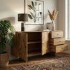 FINEBUY Sideboard FB113645 Sideboard Akazie Massivholz 150cm Massive Kommode Echtholz (Geometrische Front aus massivem Akazienholz), Viel Stauraum für Wohn- und Essbereich Bild 5