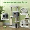 MC Star Kratzbaum 132 cm Katzenbaum mit Kratzpfosten, Bett, Haus, Sprungplattformen, Pflegebürste, Hellgrau Bild 2