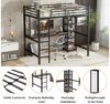 Merax Hochbett (1-St, Jugendbett Eisenbett Metallbett Einzelbett) Kinderbett 90x200cm mit Schreibtisch Ablageregal Metallgitter Leiter Bild 3